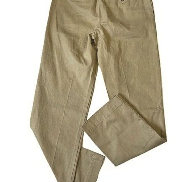 Chaps Boys Flat Front School Uniform Pants Size 12 – Khaki  Classic Fit - Picture 4 of 6